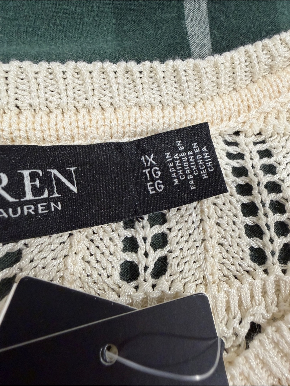 Lauren Ralph Lauren Cream Crocheted Crewneck Sweater Vest - Picture 15 of 15